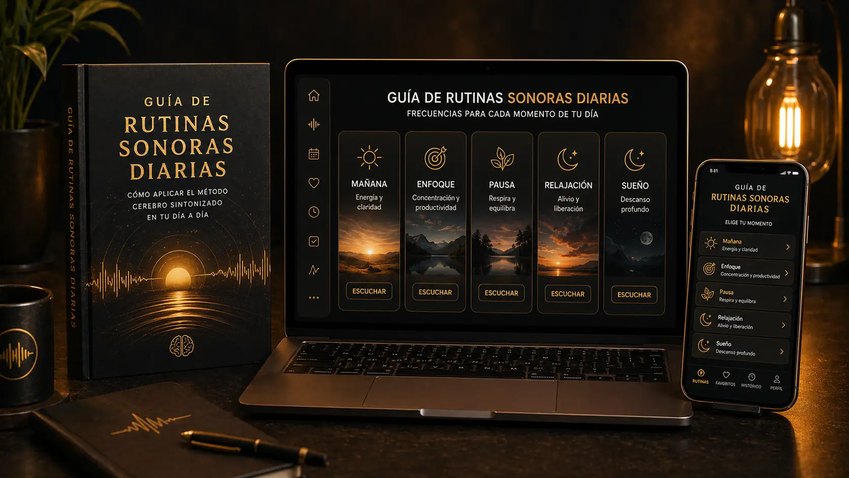 Mockup de la Guía de Rutinas Sonoras Diarias