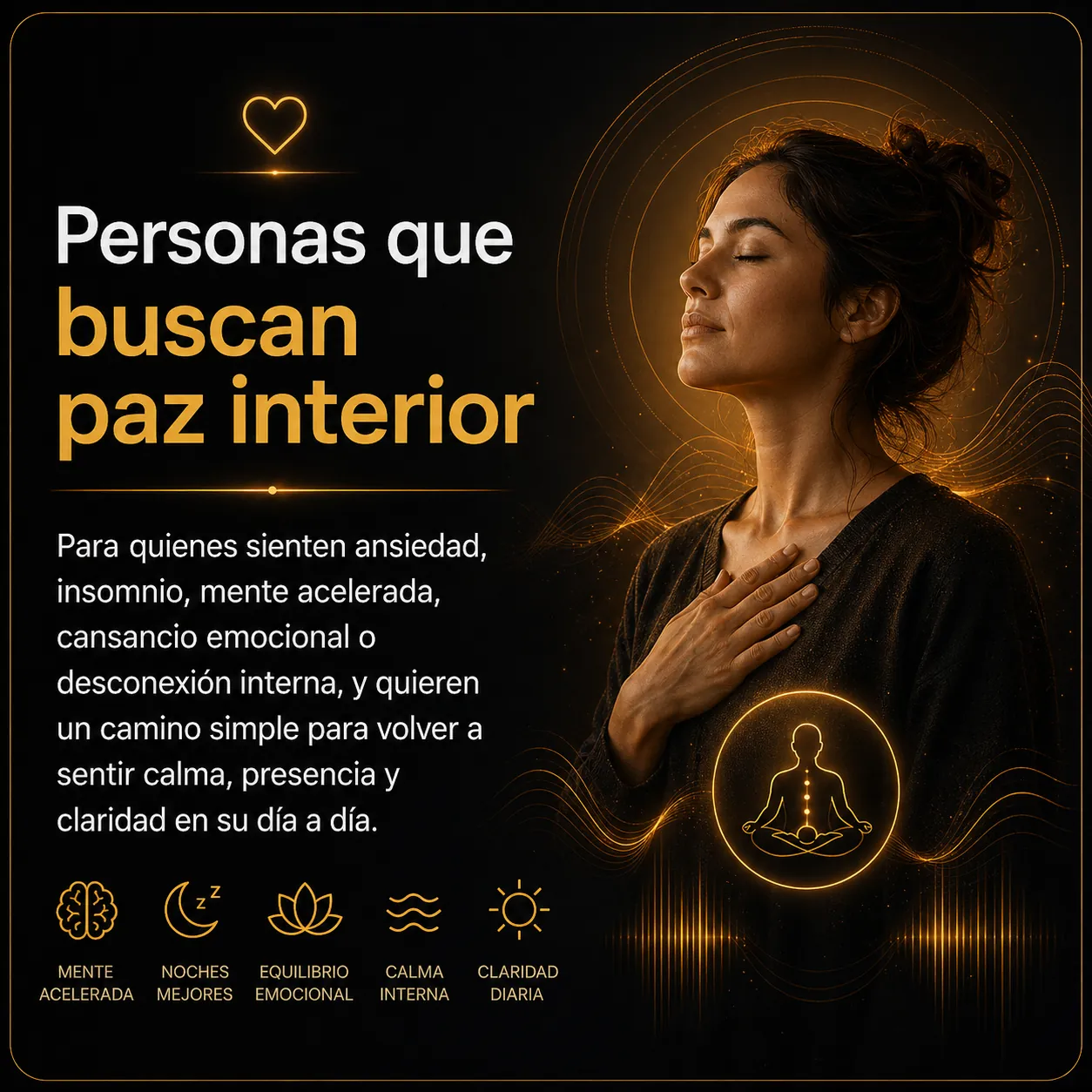 Tarjeta visual del perfil de personas que buscan paz interior